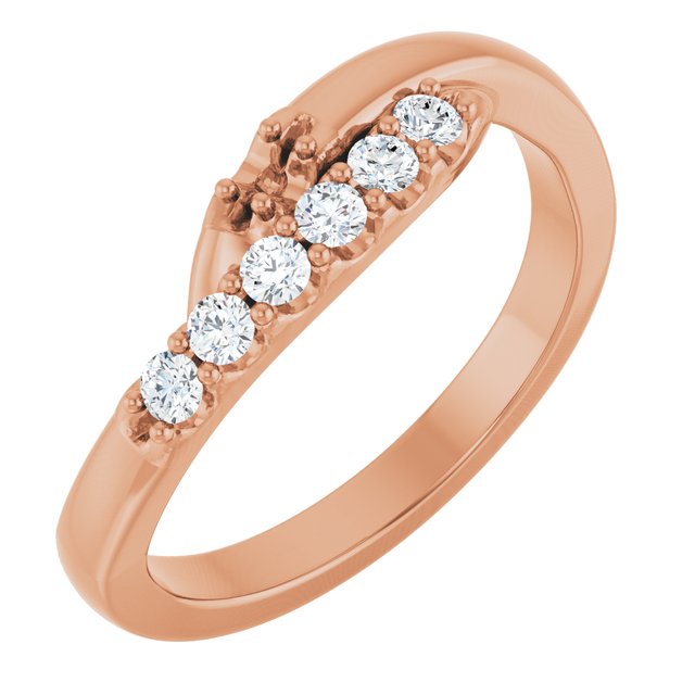 14K Rose Gold 2 mm Round 1-Stone 1/6 CT Natural Diamond Semi-Set Freeform Family Ring