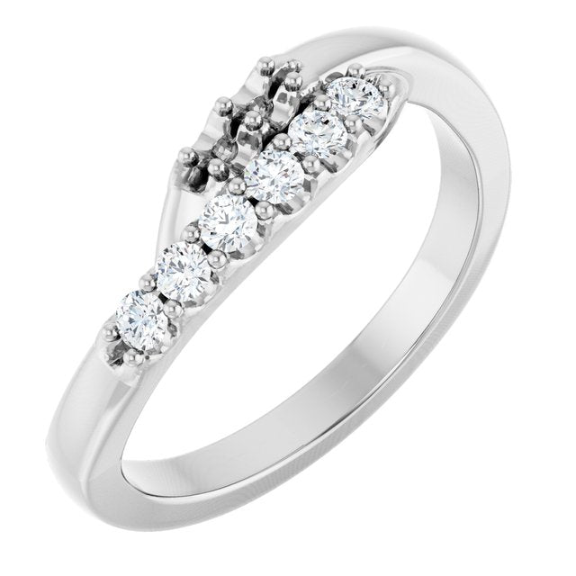 Sterling Silver 2 mm Round 2-Stone 1/6 CTW Natural Diamond Semi-Set Freeform Family Ring
