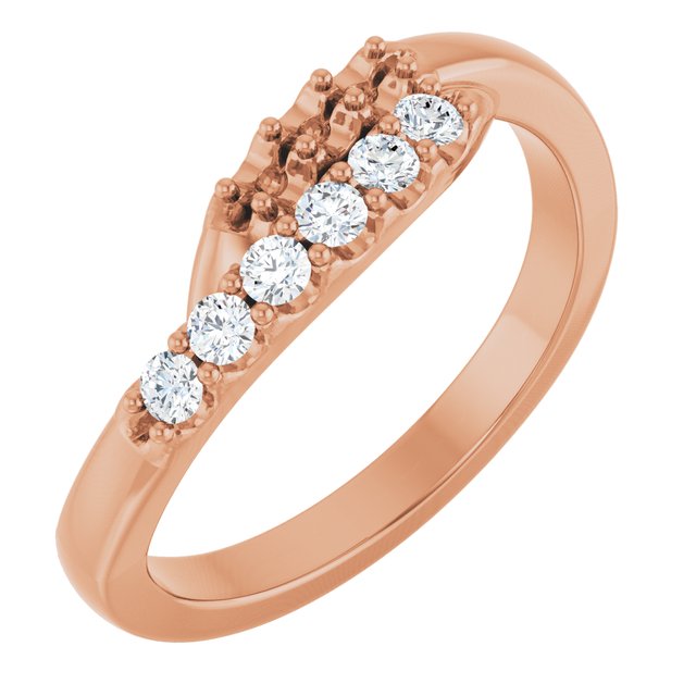14K Rose Gold 2 mm Round 3-Stone Natural Diamond Semi-Set Freeform Family Ring