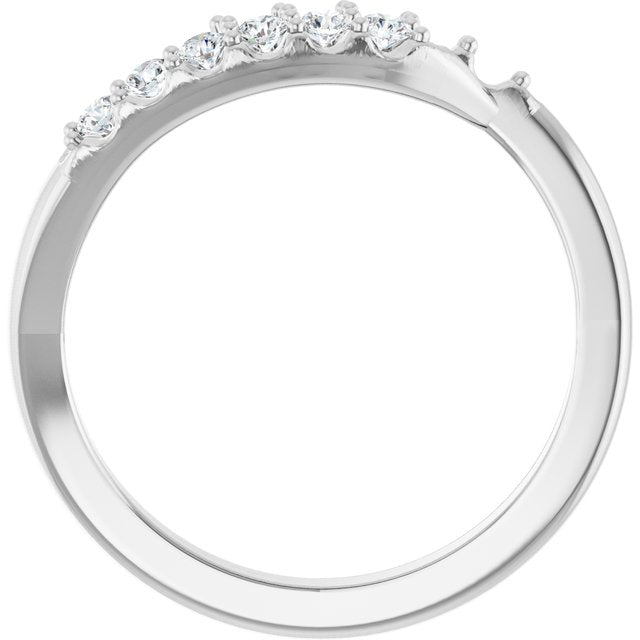 Sterling Silver 2 mm Round 5-Stone 1/6 CTW Natural Diamond Semi-Set Freeform Family Ring