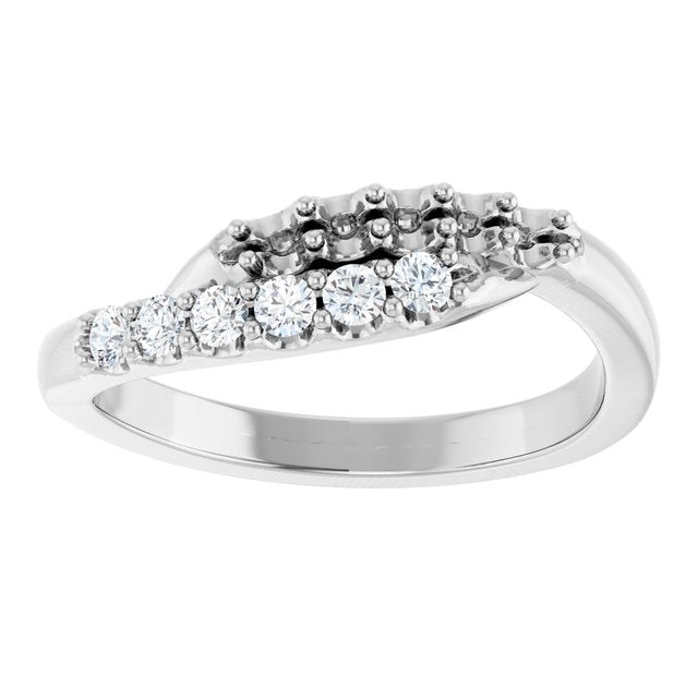 Sterling Silver 2 mm Round 5-Stone 1/6 CTW Natural Diamond Semi-Set Freeform Family Ring