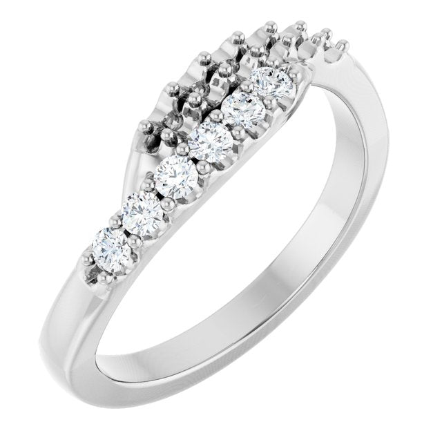 Sterling Silver 2 mm Round 6-Stone 1/6 CTW Natural Diamond Semi-Set Family Ring