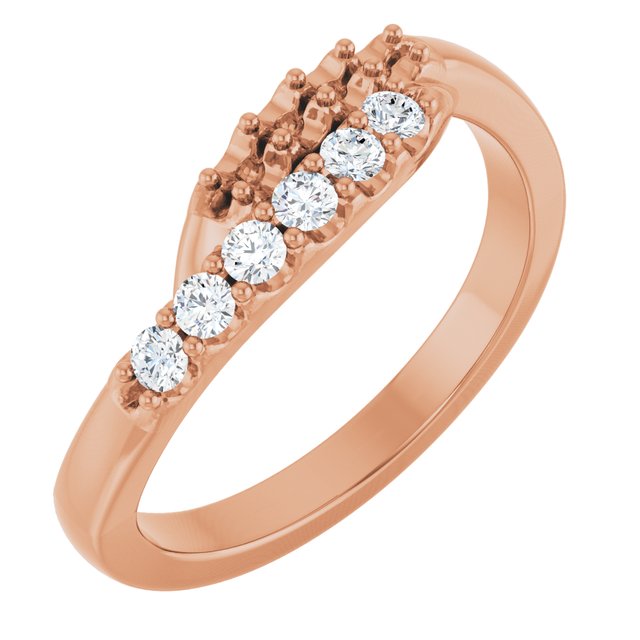 14K Rose Gold 2 mm Round 4-Stone Natural Diamond Semi-Set Freeform Family Ring