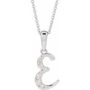 14K White 1/10 CTW Natural Diamond Initial E 18" Necklace