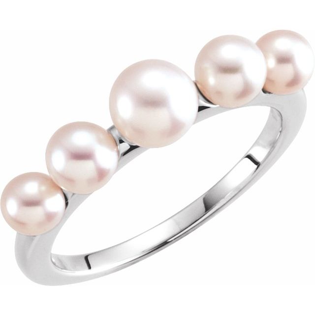 10K Yellow Gold Cultured Freshwater Pearl Ring with White Pearls