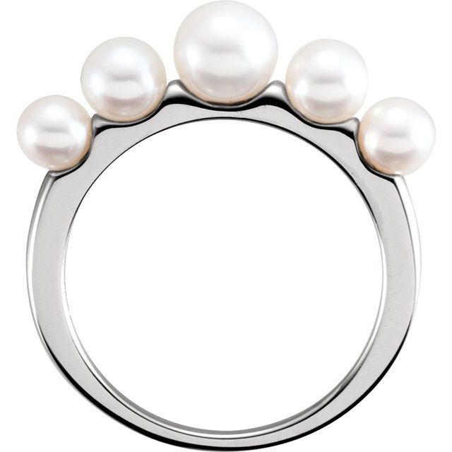 10K Yellow Gold Cultured Freshwater Pearl Ring with White Pearls