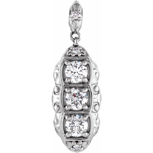 14K White 1/4 CTW Natural Diamond Pendant