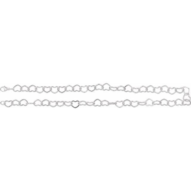 Sterling Silver 9 mm Heart 16" Chain