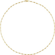 14K Yellow 1.7 mm Satellite Bar Cable 16" Chain