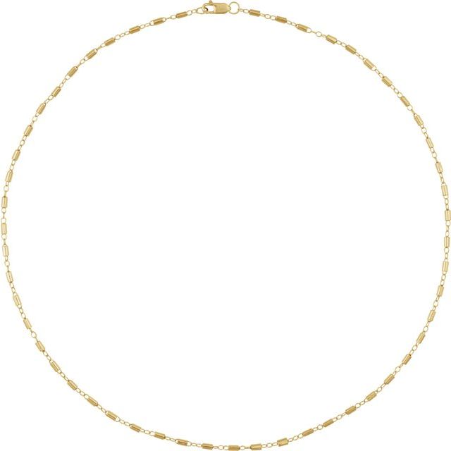 14K Yellow 1.7 mm Satellite Bar Cable 16" Chain