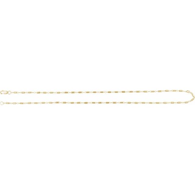 14K Yellow 1.7 mm Satellite Bar Cable 16" Chain