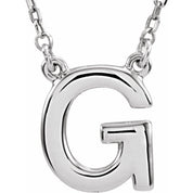 14K Gold Block Font Initial Necklace 16" in Rose Yellow & White