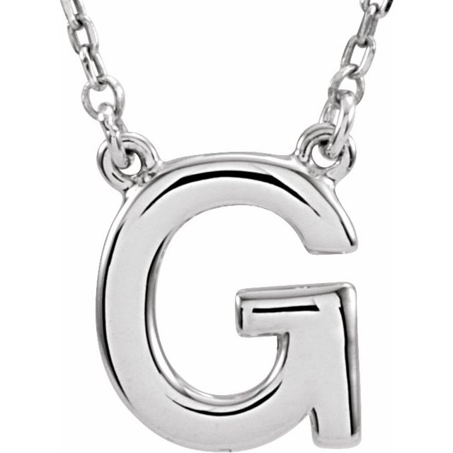 Sterling Silver Block Initial G 16" Necklace