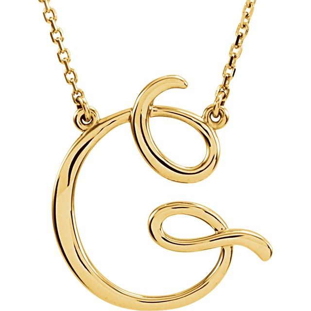 14K Yellow Script Initial G 16" Necklace