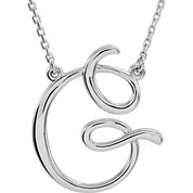 Sterling Silver Script Initial G 16" Necklace