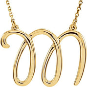 14K Yellow Script Initial M 16" Necklace