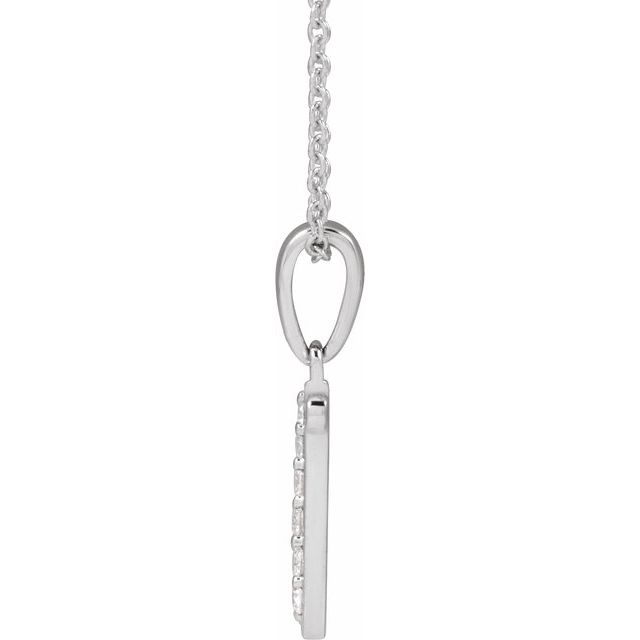 14K White 1/10 CTW Natural Diamond Initial N 18" Necklace
