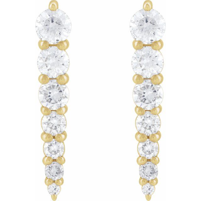 14K Yellow 1/3 CTW Natural Diamond Graduated Bar Earrings