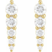 14K Yellow 1/2 CTW Natural Diamond Graduated Bar Earrings