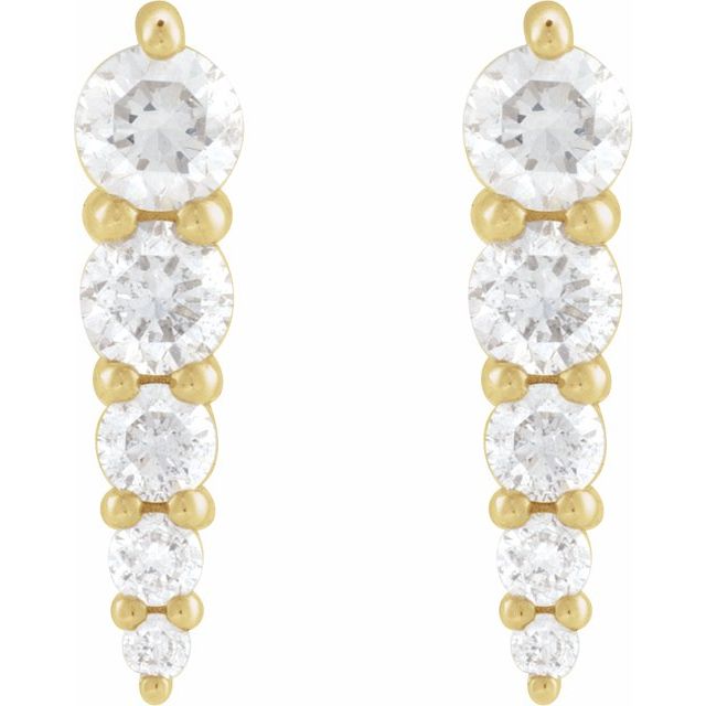 14K Yellow 1/2 CTW Natural Diamond Graduated Bar Earrings