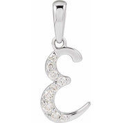 14K White 1/10 CTW Natural Diamond Initial E Pendant