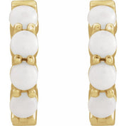 14K Yellow Natural White Opal Cabochon 14.7 mm Huggie Hoop Earring