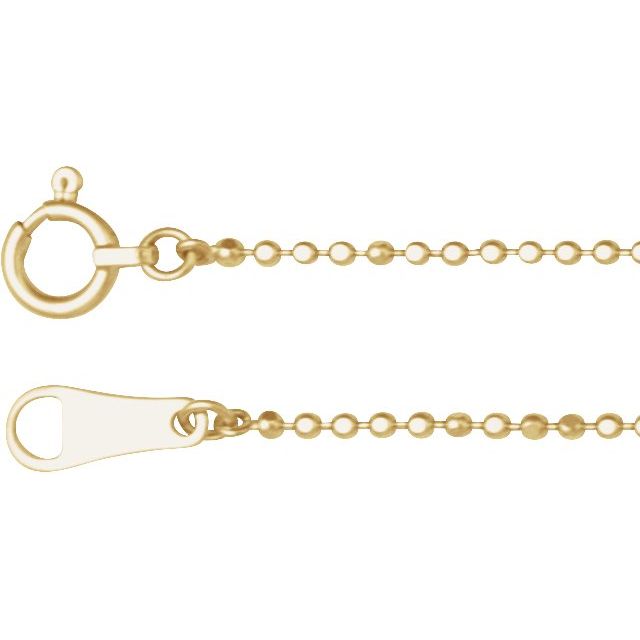 10K Yellow Gold 1.2 mm Diamond-Cut Bead Chain Necklace