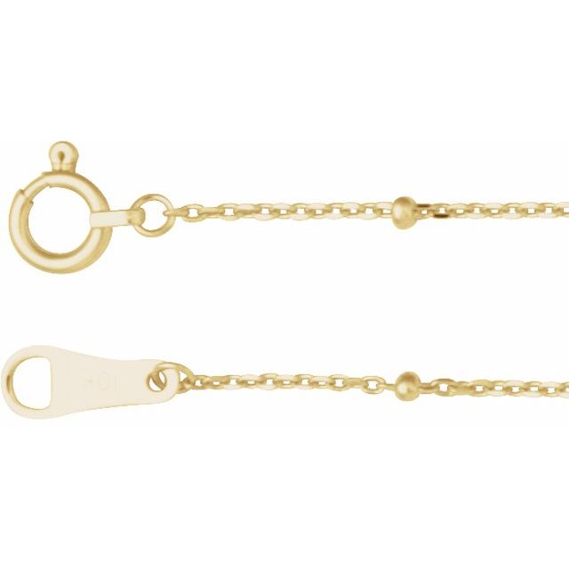 10K Yellow 1.7 mm Satellite Bead Cable Chain Necklace