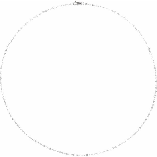 14K White .8 mm Heart 20" Chain