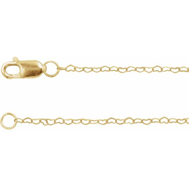 14K Yellow .8 mm Heart 24" Chain