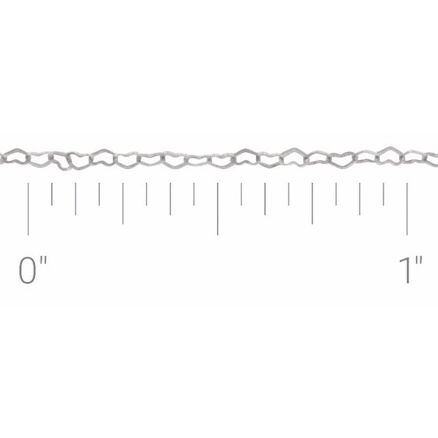 14K White .8 mm Heart Chain by the Inch