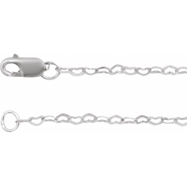 14K White 1.9 mm Heart 16" Chain