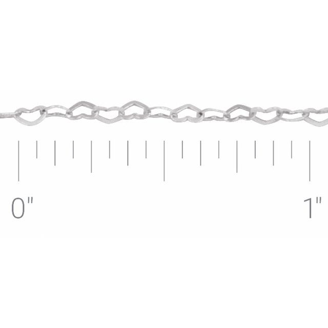 14K White 1.9 mm Heart Chain by the Inch