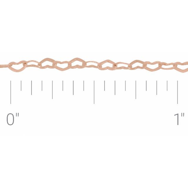 14K Rose 1.9 mm Heart Chain by the Inch