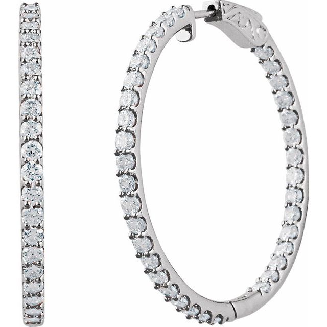 14K Yellow 6 1/2 CTW Lab-Grown Diamond Inside-Outside 51 mm Hinged Hoop Earrings