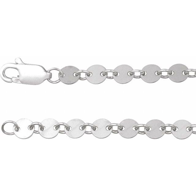 Sterling Silver 4 mm Mirror 16" Chain