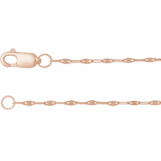 14K Rose 1.5 mm Keyhole 16" Chain