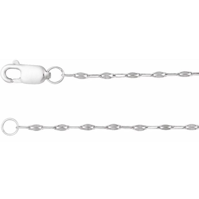 14K White 1.5 mm Keyhole 7" Chain