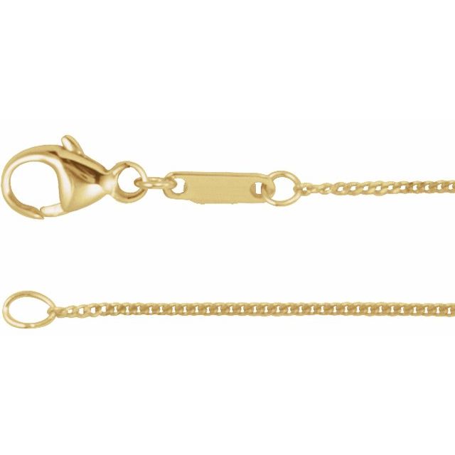 14K Yellow .8 mm Diamond-Cut Curb 20" Chain