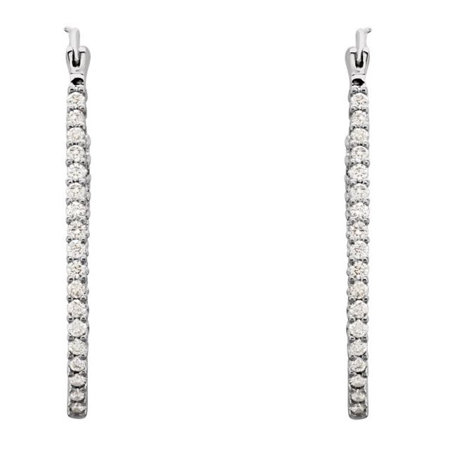 Platinum 1 CTW Natural Diamond Inside-Outside Hoop Earrings