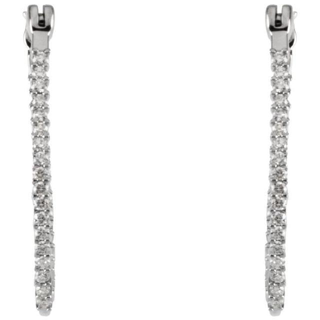 Platinum 1/2 CTW Natural Diamond Inside-Outside Hoop Earrings