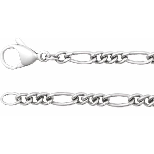 Titanium 3.6 mm Curbed Figaro 18" Chain