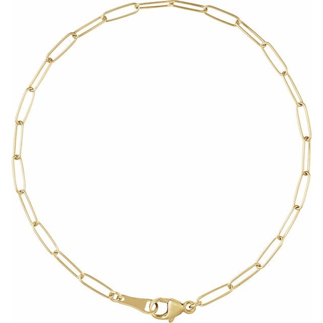 18K Yellow 2.4 mm Paperclip-Style 7" Chain