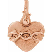14K Rose Sacred Heart Pendant