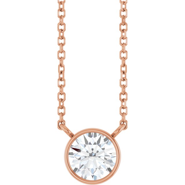 14K Rose 3/4 CT Lab-Grown Diamond 16-18" Necklace