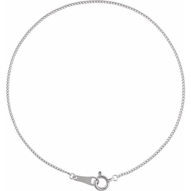 Platinum 1 mm Curb 7" Chain