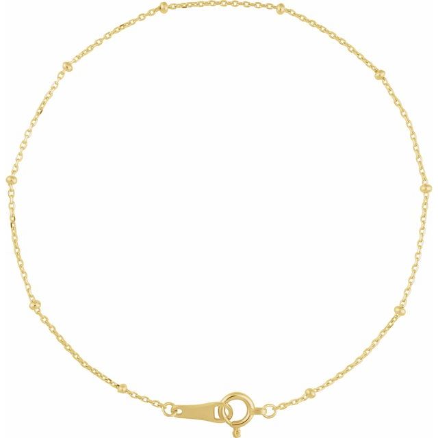 10K Yellow Gold Box and Satellite Bead Cable Chains 7" Length