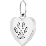 Platinum .02 CTW Natural Diamond Dog Mom Paw Print Heart Pendant