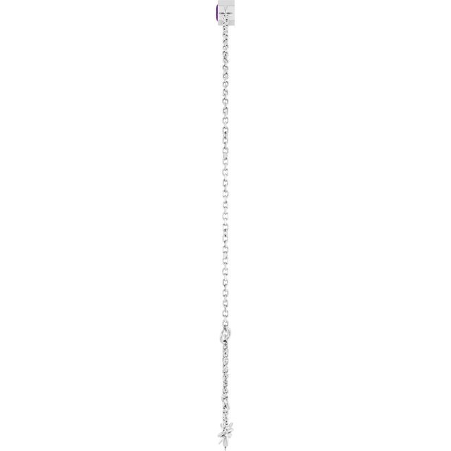 14K White Natural Amethyst  6 1/2-7-1/2" Bracelet