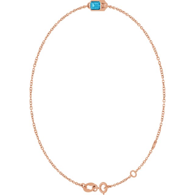 14K Rose Natural Aquamarine 6 1/2-7 1/2" Bracelet